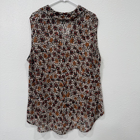 Lane Bryant Sleeveless Sheer Print Button Up Blouse Top Plus Size 24 - Picture 7 of 8
